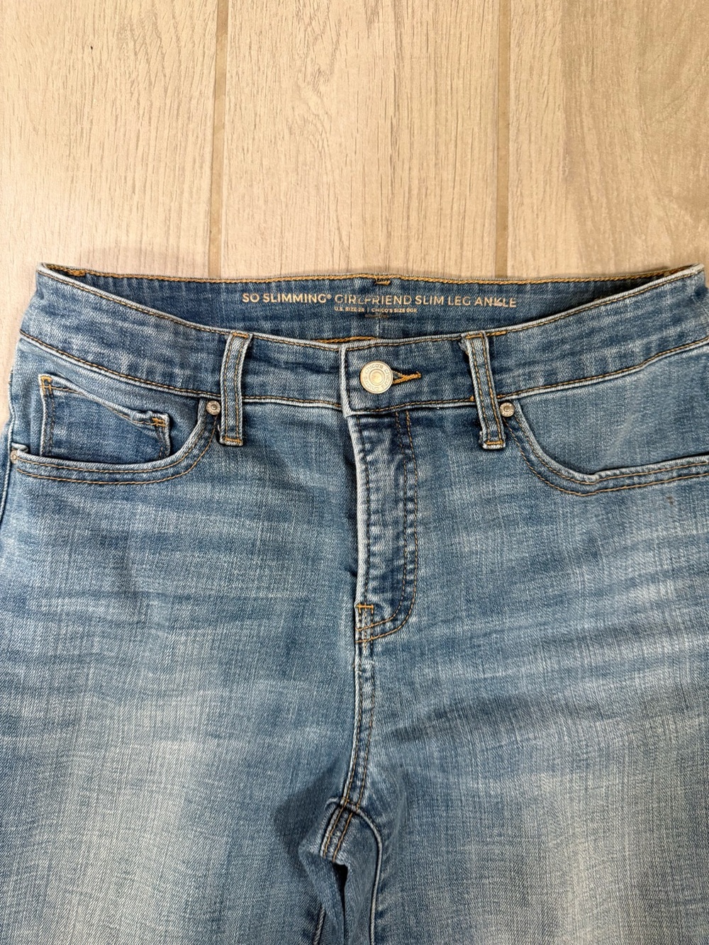 Chico's Light Blue Embroidered Cuff Cropped Jeans - Picture 4 of 7